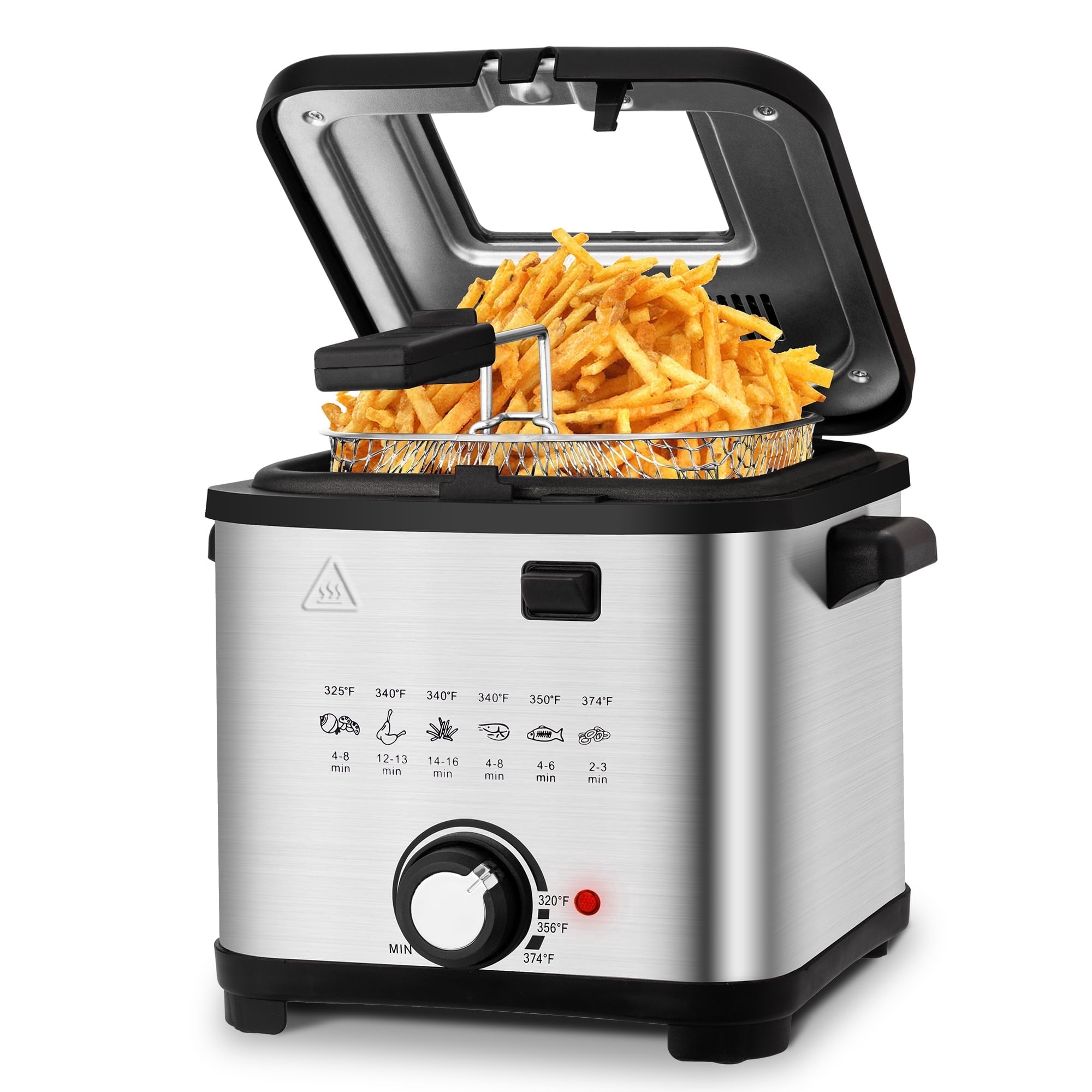 SUSLAS Deep Fryer, 1500W Electric Fryer with Non-Stick Inner Pot and Stainless Steel Basket, Family Size Home Kitchen Deep Fryer, 2.6 QT