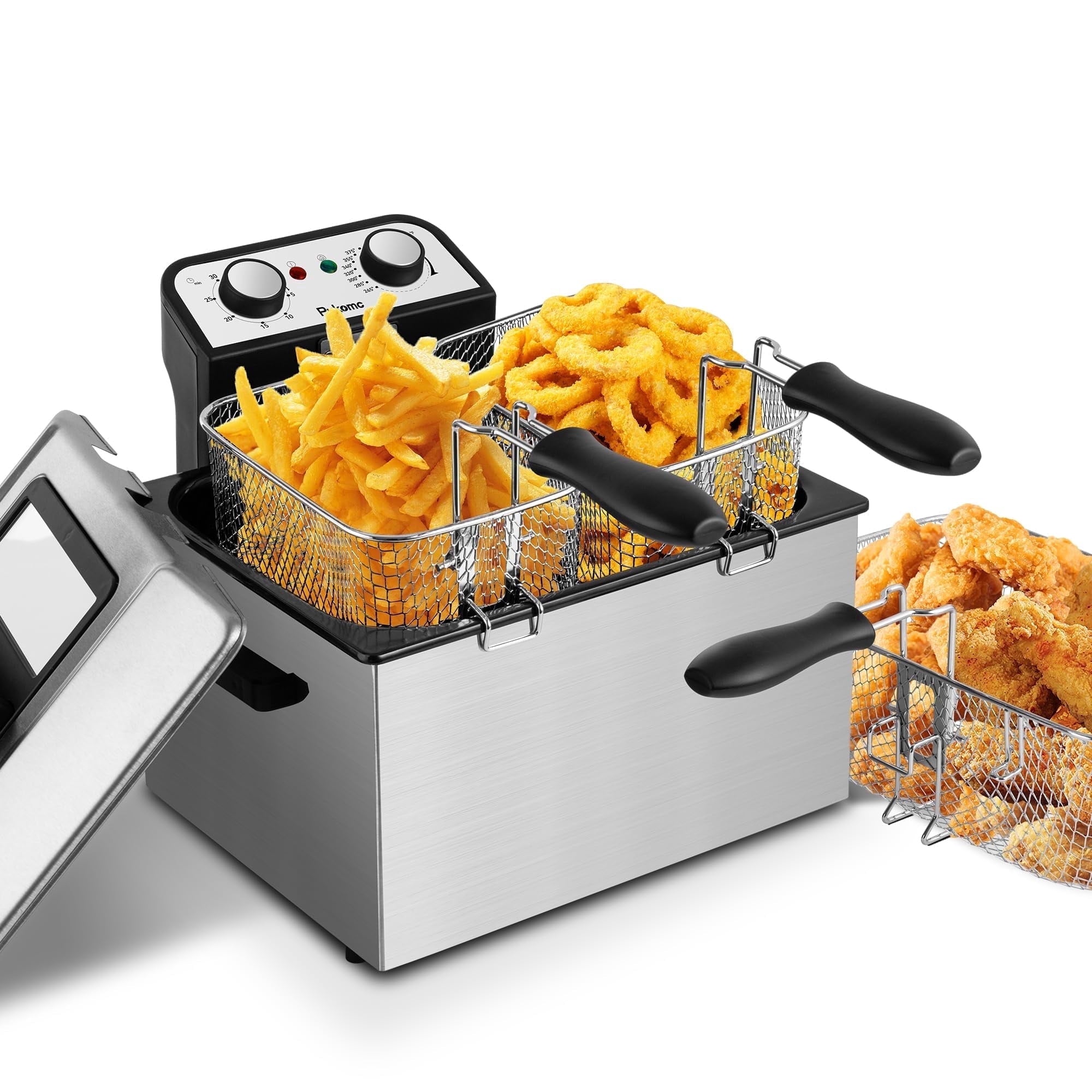 SUSLAS Deep Fryer, 1500W Electric Fryer with Non-Stick Inner Pot and Stainless Steel Basket, Family Size Home Kitchen Deep Fryer, 2.6 QT