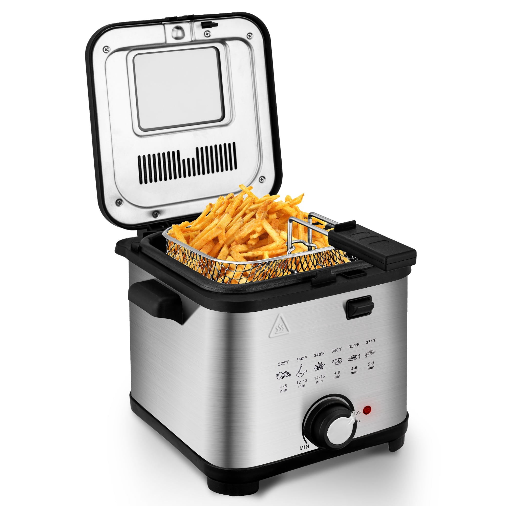 SUSLAS Deep Fryer, 1500W Electric Fryer with Non-Stick Inner Pot and Stainless Steel Basket, Family Size Home Kitchen Deep Fryer, 2.6 QT