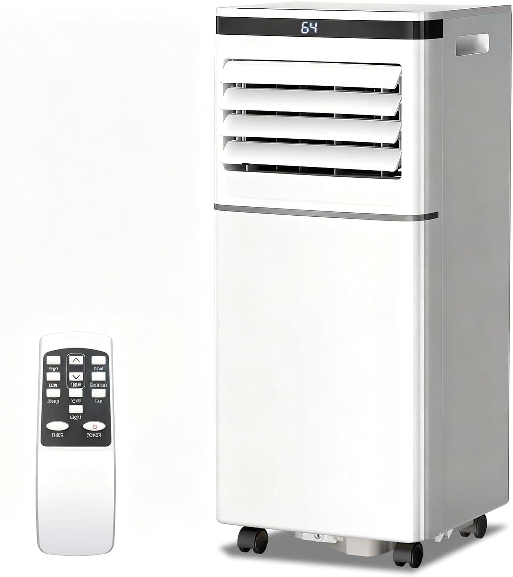 COWSAR 8000 BTU Portable Air Conditioners, Portable AC Cool up to 450 Sq.Ft, 4 Modes Room Air Conditioner with Remote/LED Display/24Hrs Timer/360° Wheels/Installation Kits, Ideal for Home/Office