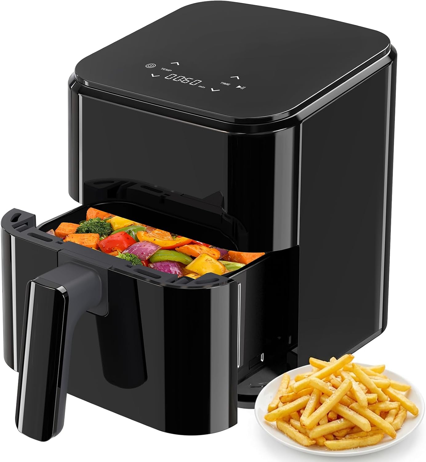 OLIXIS 4QT Air Fryer with Visible Window, 1500W Digital Touchscreen Air Fryer with 8 Presets, Auto Shut Off & Nonstick Dishwasher Safe Basket, 60-Min Timer, Max 400°F, White