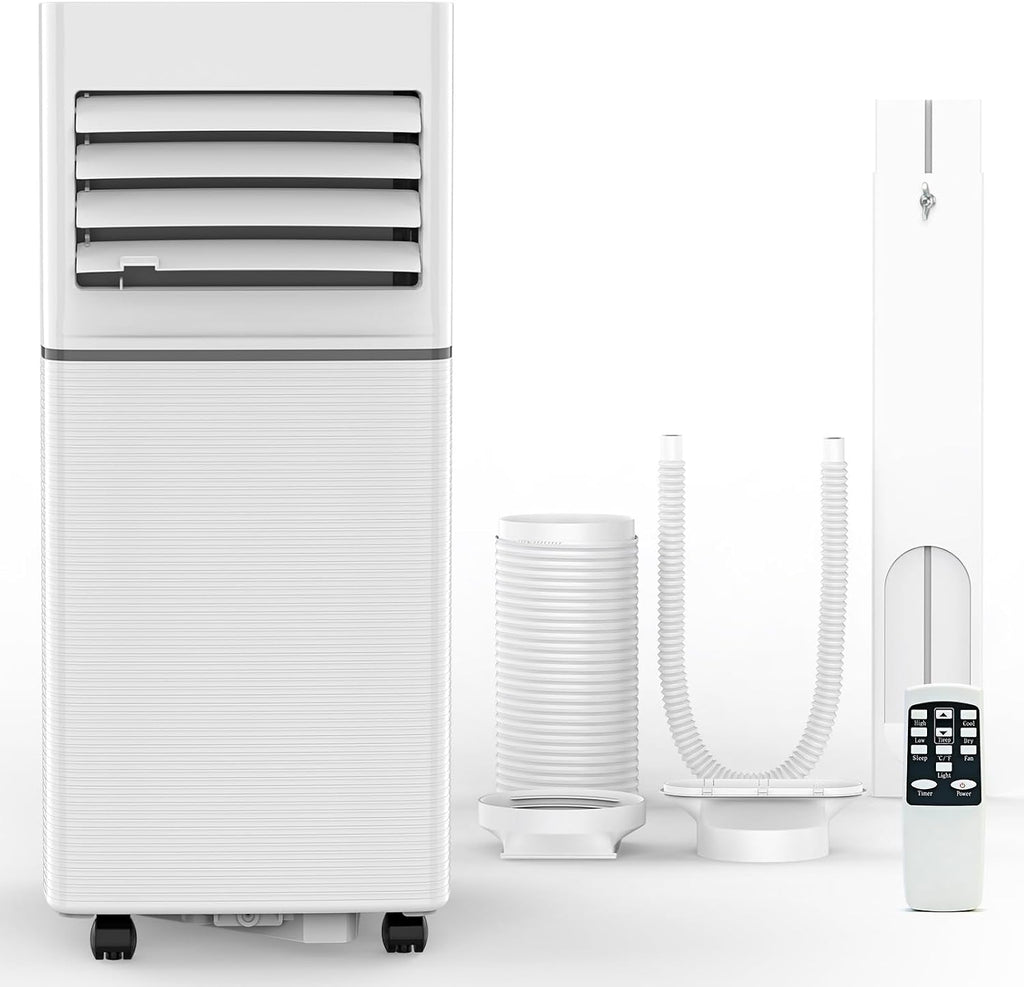 COWSAR 8000 BTU Portable Air Conditioners, Portable AC Cool up to 450 Sq.Ft, 4 Modes Room Air Conditioner with Remote/LED Display/24Hrs Timer/360° Wheels/Installation Kits, Ideal for Home/Office