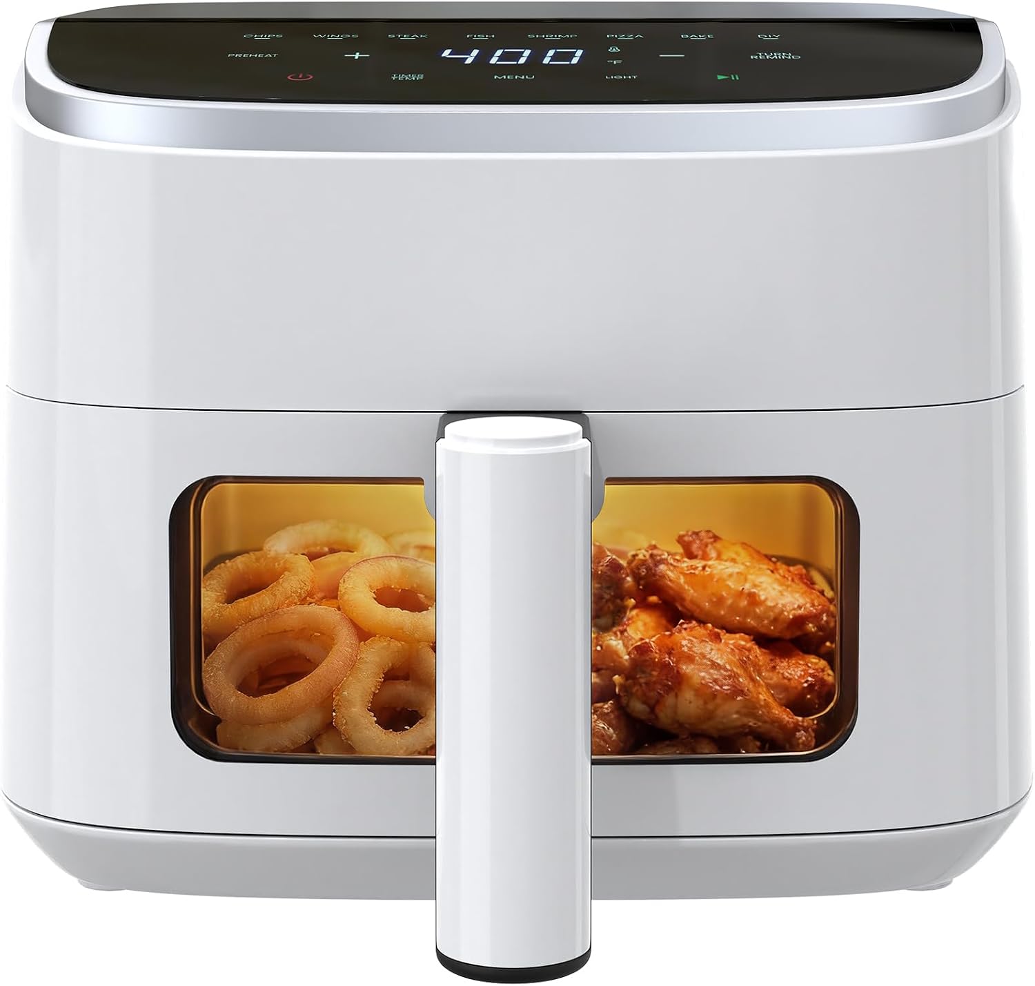 4QT Air Fryer with Visible Window, 1500W Digital Touchscreen Air Fryer with 8 Presets, Auto Shut Off & Nonstick Dishwasher Safe Basket, 60-Min Timer, Max 400°F, White