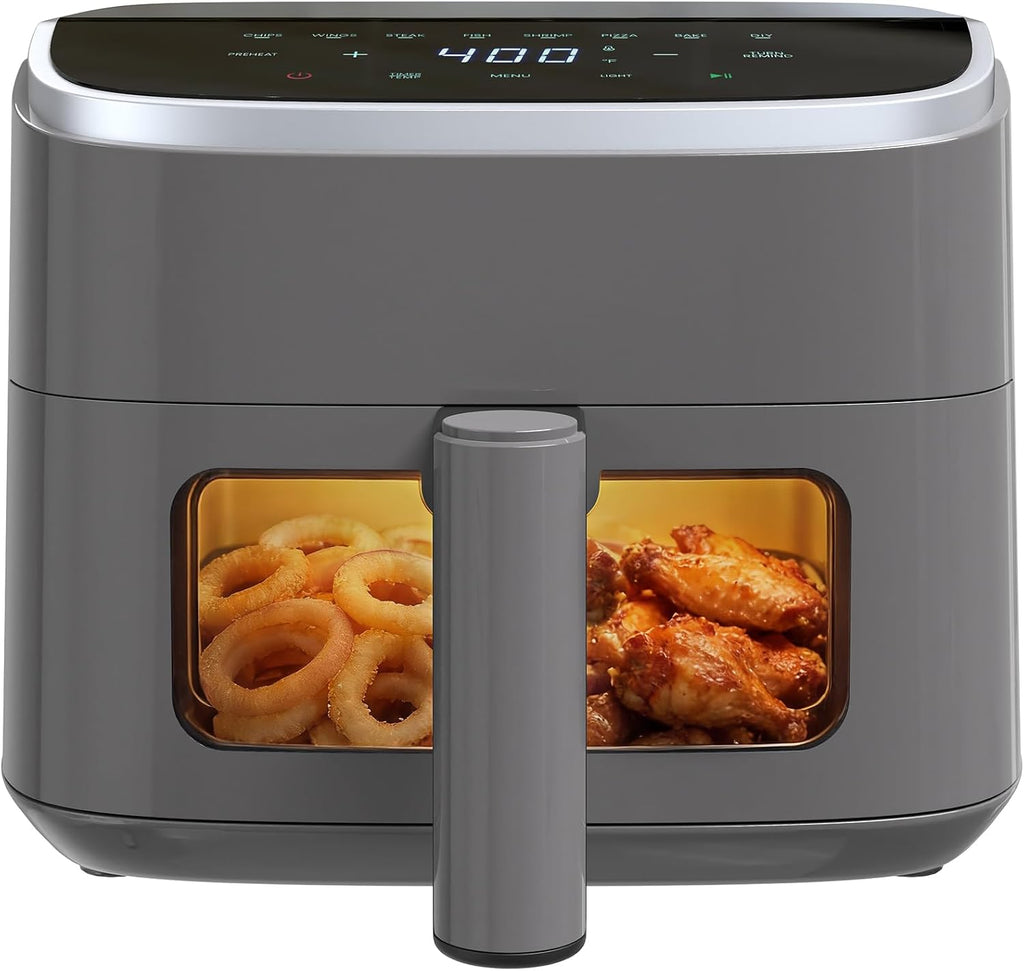 OLIXIS 4QT Air Fryer with Visible Window, 1500W Digital Touchscreen Air Fryer with 8 Presets, Auto Shut Off & Nonstick Dishwasher Safe Basket, 60-Min Timer, Max 400°F, White