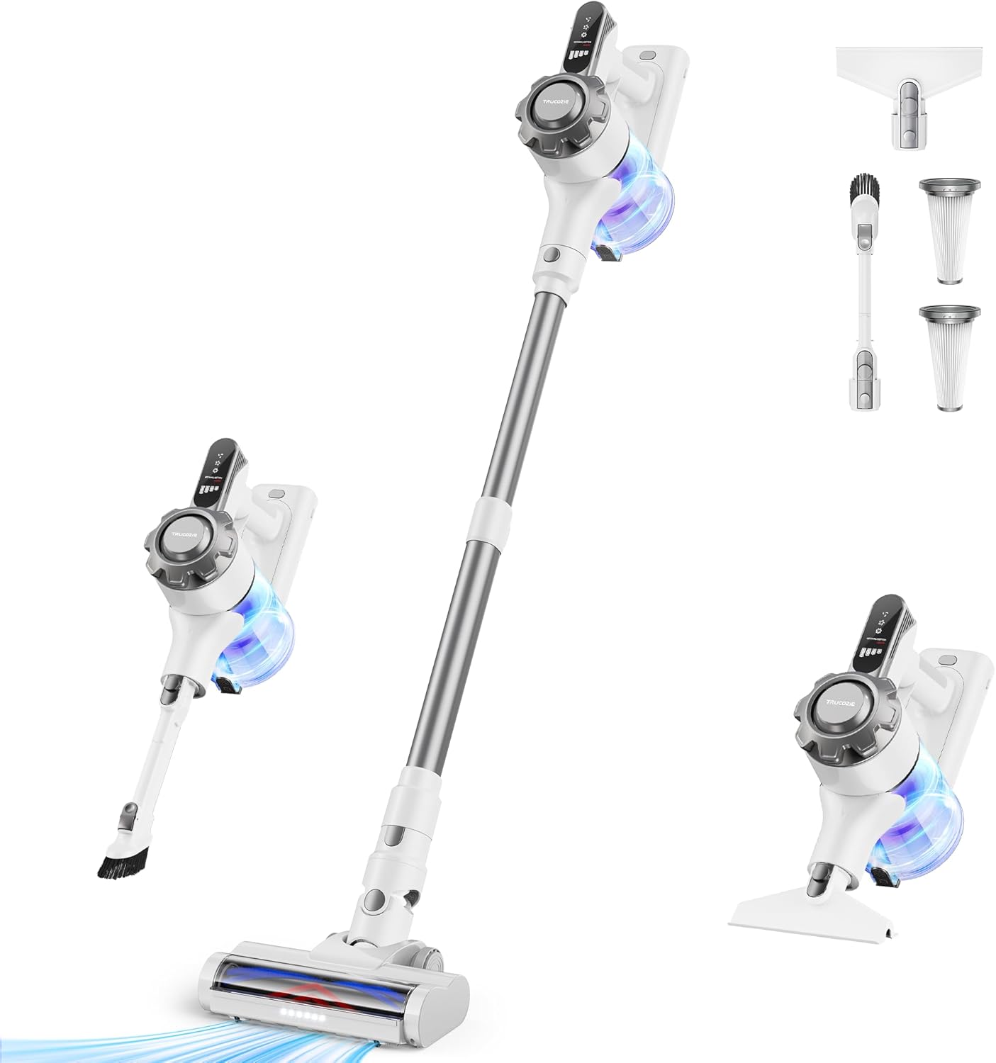 Cordless Vacuum Cleaner, 8-in-1 Lightweight Stick Vacuum with 45mins Runtime, Powerful Suction, Vacuum Cleaners for Home, Hardwood Floors, Carpet, Pet Hair, Black