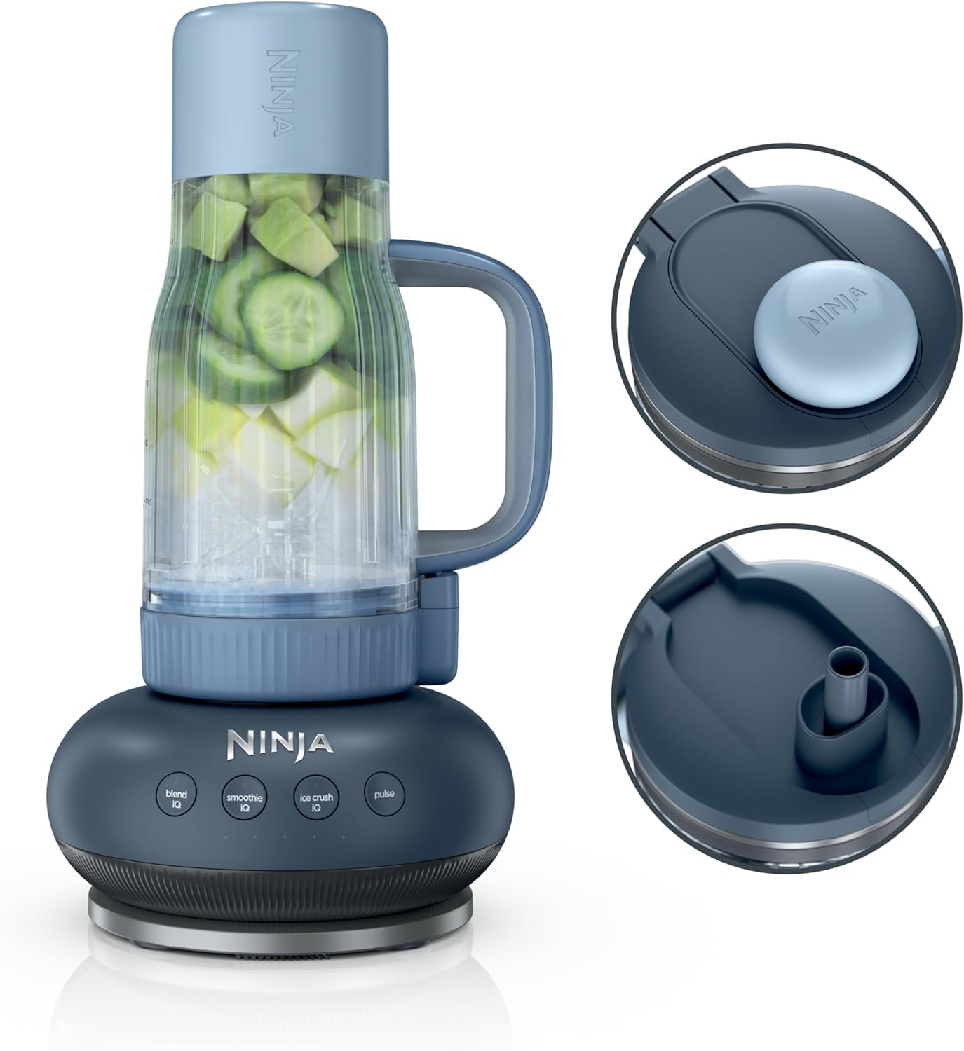 Ninja Blendboss™ | Personal Blender for Smoothies & Frozen Drinks | 26oz Travel Tumbler with LeakProof Lid, Chug Spout & Detachable Straw | Auto-iQ Technology | Blue Raspberry | DB351BL
