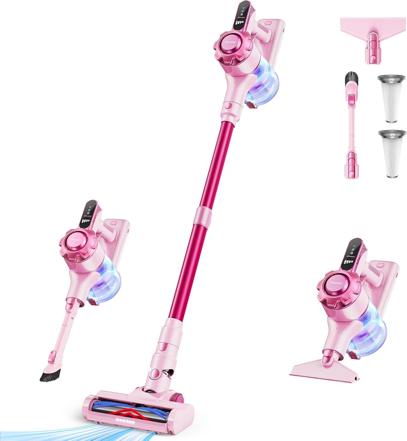 Cordless Vacuum Cleaner, 8-in-1 Lightweight Stick Vacuum with 45mins Runtime, Powerful Suction, Vacuum Cleaners for Home, Hardwood Floors, Carpet, Pet Hair, Black
