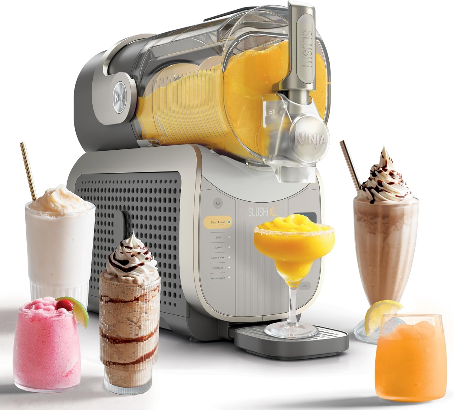Ninja SLUSHi Max XXL Smart Frozen Drink Maker, Top Performance and Smart Technology, Party Size 150 Ounces Capacity, No Ice Needed, 6 Programs, Ideal Temp and Texture up to 12 Hours, Peach, FS605