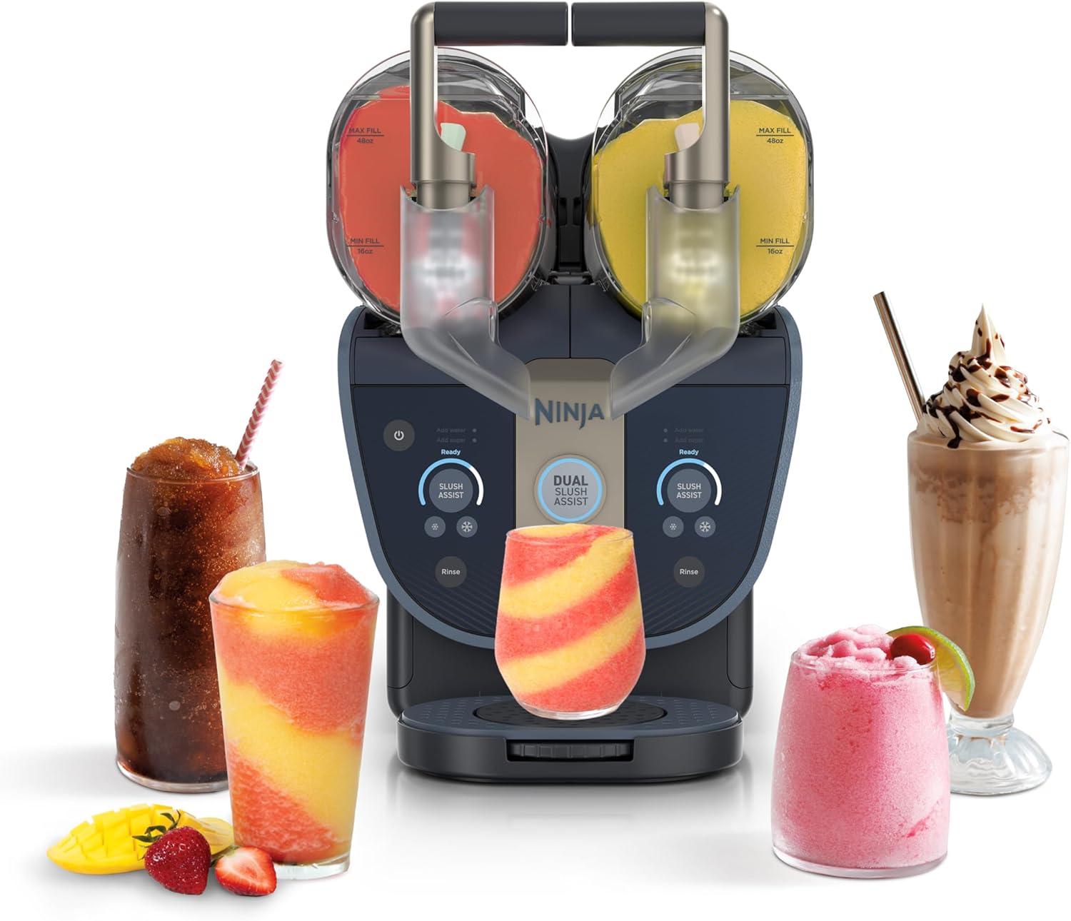 Ninja SLUSHi Max XXL Smart Frozen Drink Maker, Top Performance and Smart Technology, Party Size 150 Ounces Capacity, No Ice Needed, 6 Programs, Ideal Temp and Texture up to 12 Hours, Peach, FS605