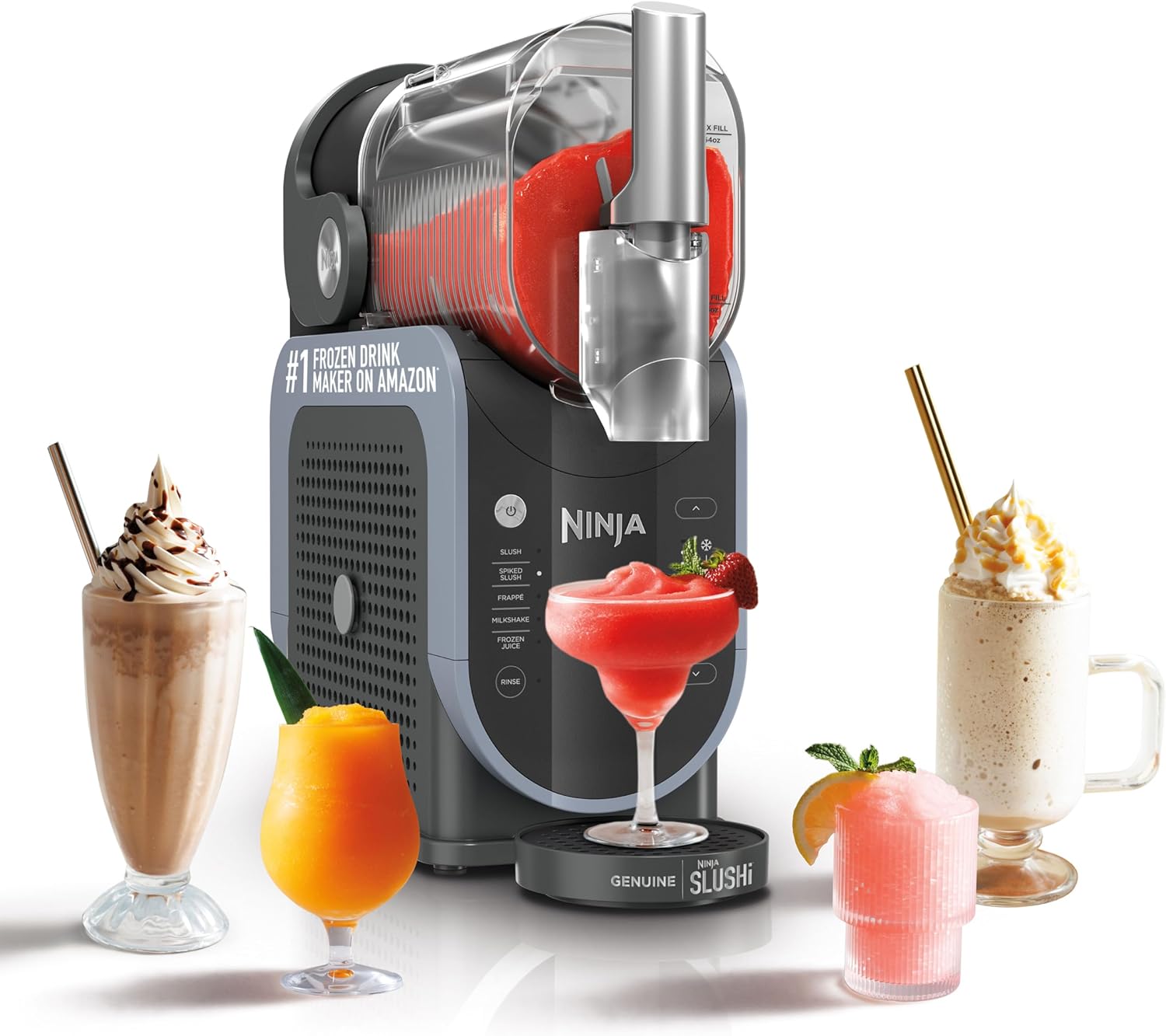 Ninja SLUSHi Max XXL Smart Frozen Drink Maker, Top Performance and Smart Technology, Party Size 150 Ounces Capacity, No Ice Needed, 6 Programs, Ideal Temp and Texture up to 12 Hours, Peach, FS605