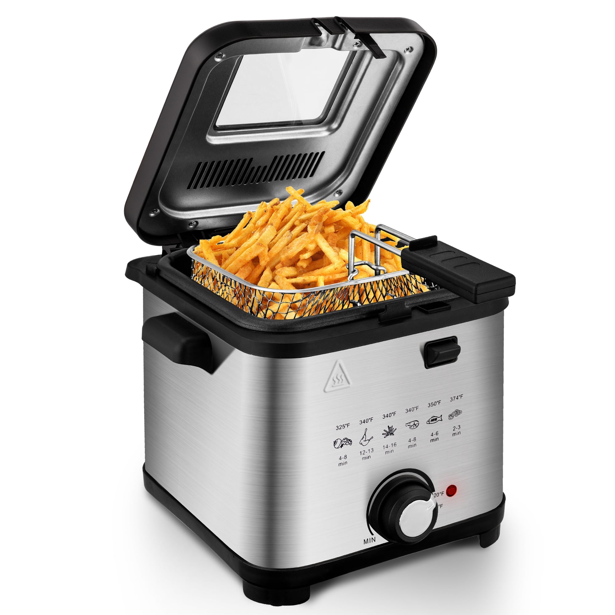 SUSLAS Deep Fryer, 1500W Electric Fryer with Non-Stick Inner Pot and Stainless Steel Basket, Family Size Home Kitchen Deep Fryer, 2.6 QT