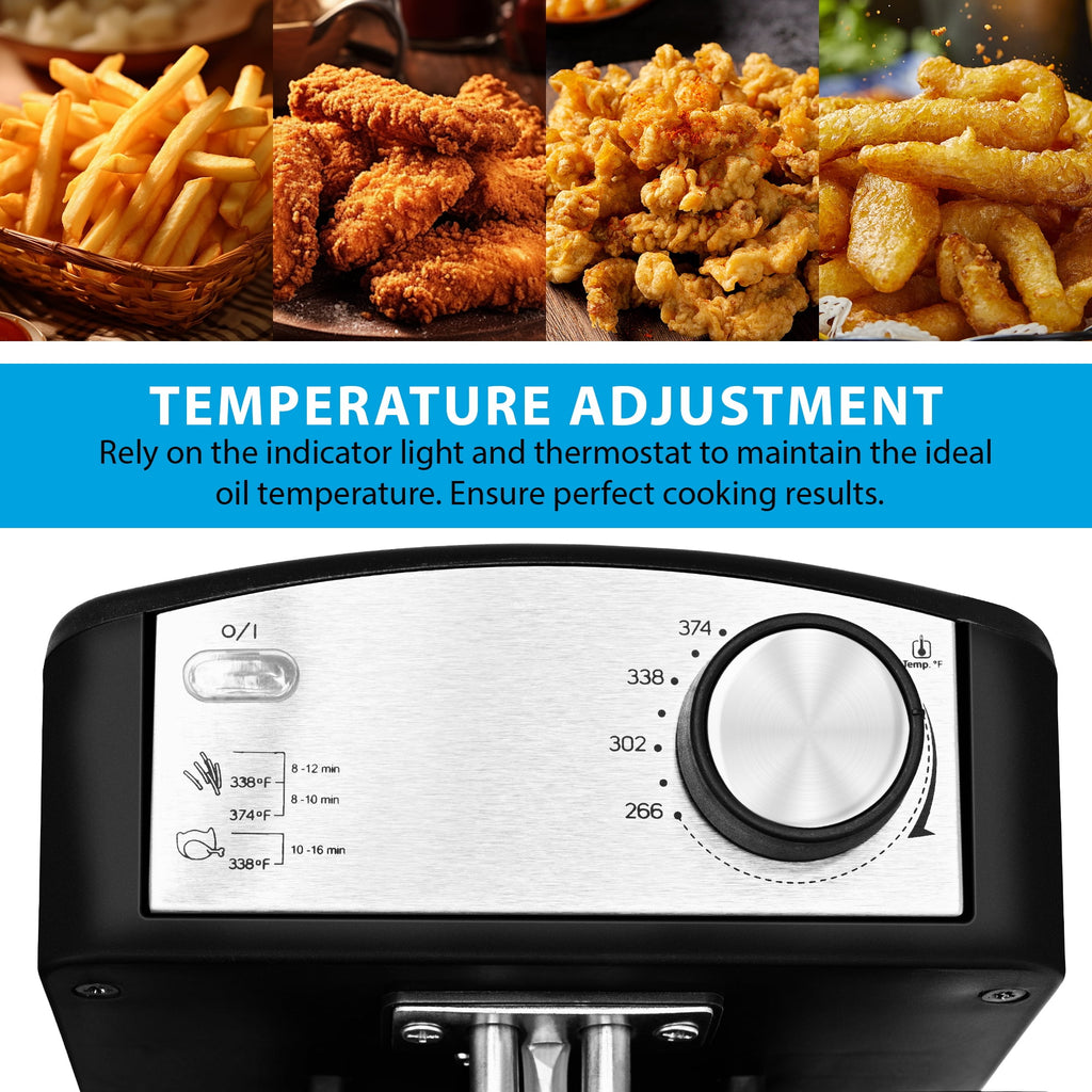 SUSLAS Deep Fryer, 1500W Electric Fryer with Non-Stick Inner Pot and Stainless Steel Basket, Family Size Home Kitchen Deep Fryer, 2.6 QT