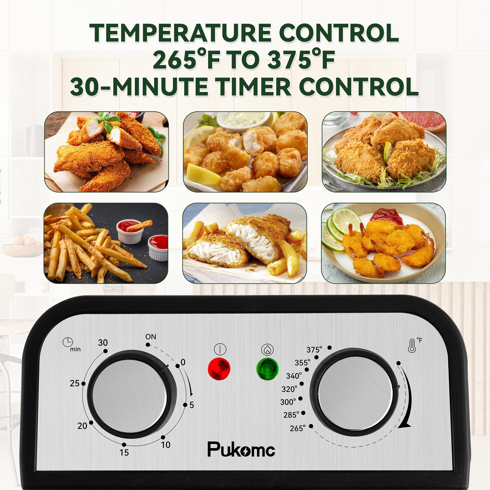 SUSLAS Deep Fryer, 1500W Electric Fryer with Non-Stick Inner Pot and Stainless Steel Basket, Family Size Home Kitchen Deep Fryer, 2.6 QT