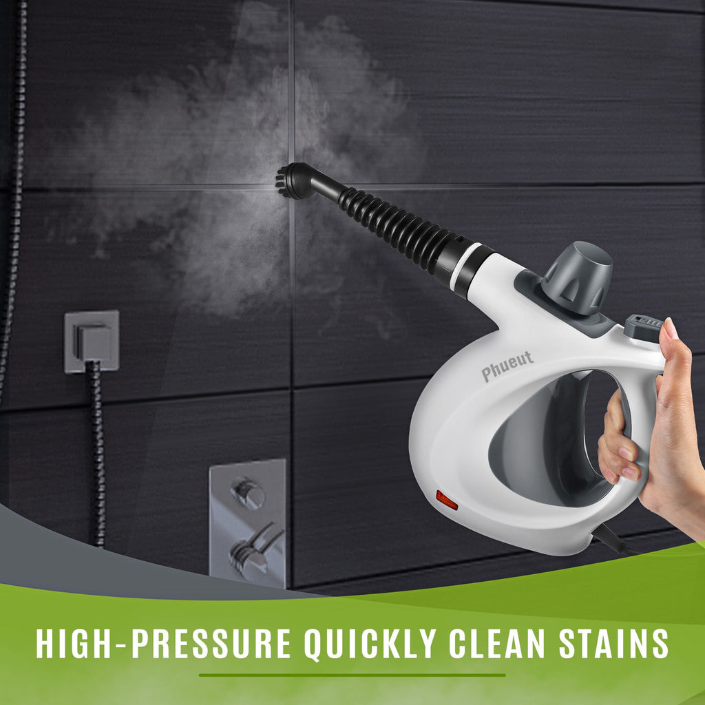 Phueut Pressurized Handheld Multi-Surface Natural Steam Cleaner with 12 pcs Accessories, Multi-Purpose Steamer for Home Use, Steamer for Cleaning Floor, Upholstery, Grout and Car